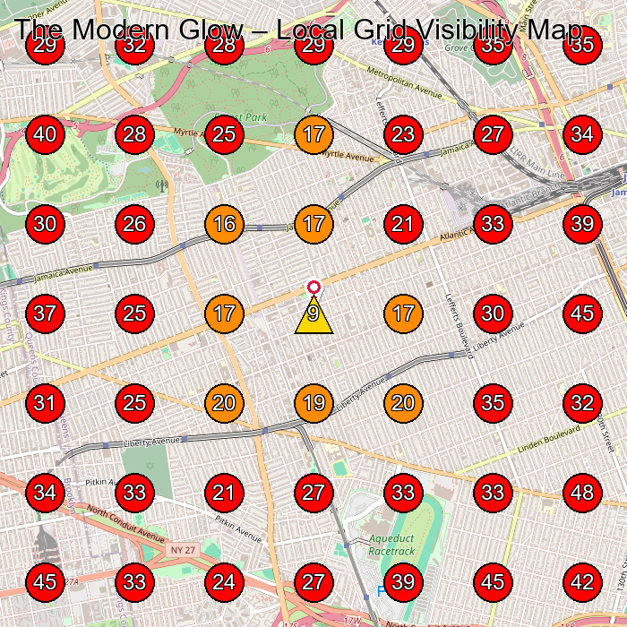 The Modern Glow GeoGrid visibility map for Sala³N De Pestaa±As in Forest Hills
